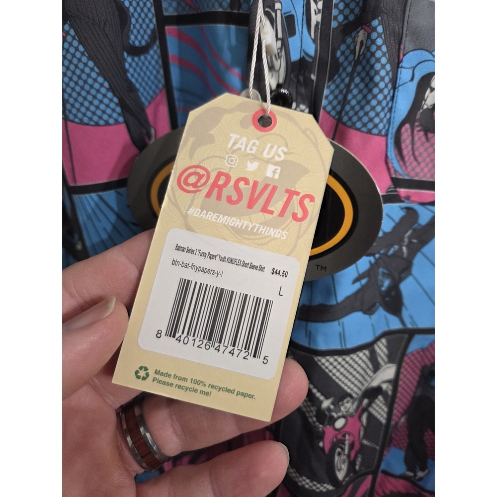 Batman Button Up Shirt RSVLTS Youth Large NWT - Picture 6 of 9
